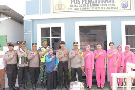 Kapolres Lamongan Kunjungi Pospam - Posyan Operasi Lilin Semeru 2025 Bersama Ketua Bhayangkari