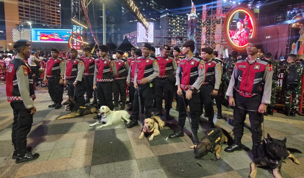 Baharkam Polri Kerahkan K-9 Jaga Keamanan Perayaan Tahun Baru di HI