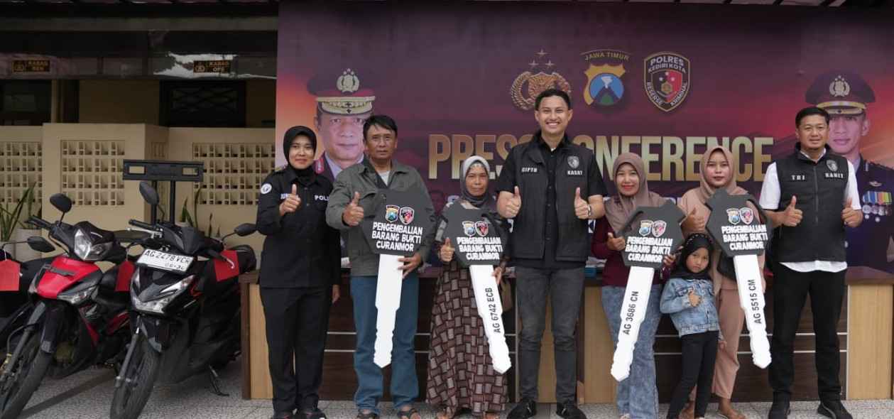 Gratis, Polres Kediri Kota Temukan dan Kembalikan Motor Hilang  kepada Pemiliknya